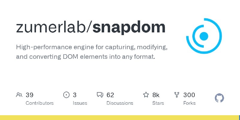 GitHub - zumerlab/snapdom: High-performance engine for capturing, modifying, and converting DOM elements into any format.