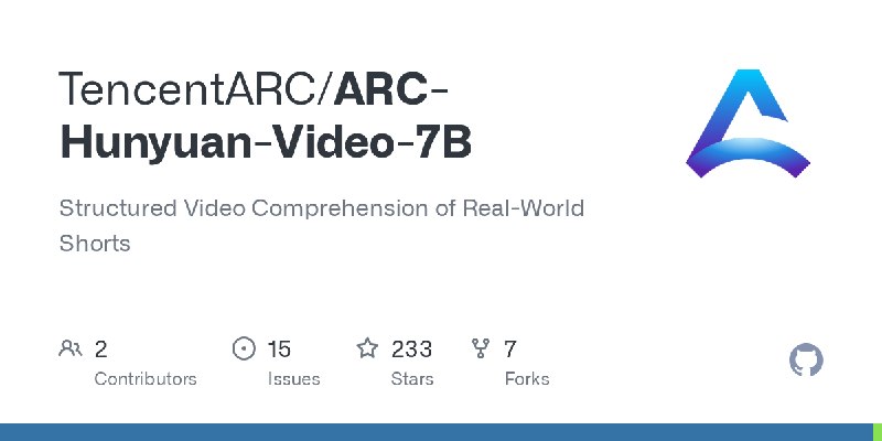 GitHub - TencentARC/ARC-Hunyuan-Video-7B: Structured Video Comprehension of Real-World Shorts