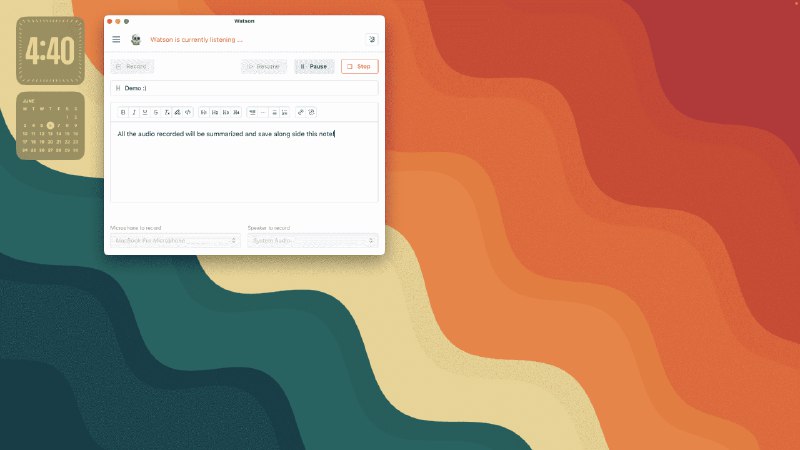 👉 名称：watson.ai🤖 类型：🤖软件👏 介绍：一个针对会议录制和信息提取的应用程序，它允许用户轻松地记录会议并提取关键信息：