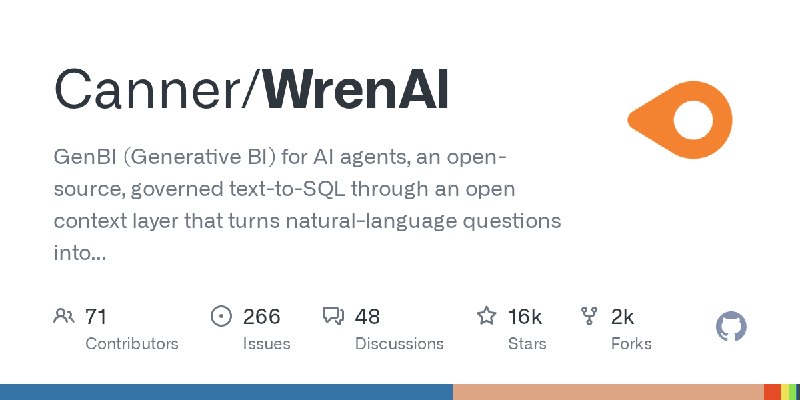GitHub - Canner/WrenAI: GenBI (Generative BI) for AI agents, an open-source, governed text-to-SQL through an open context layer…
