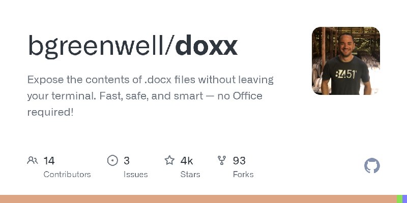 GitHub - bgreenwell/doxx: Expose the contents of .docx files without leaving your terminal. Fast, safe, and smart — no Office required!