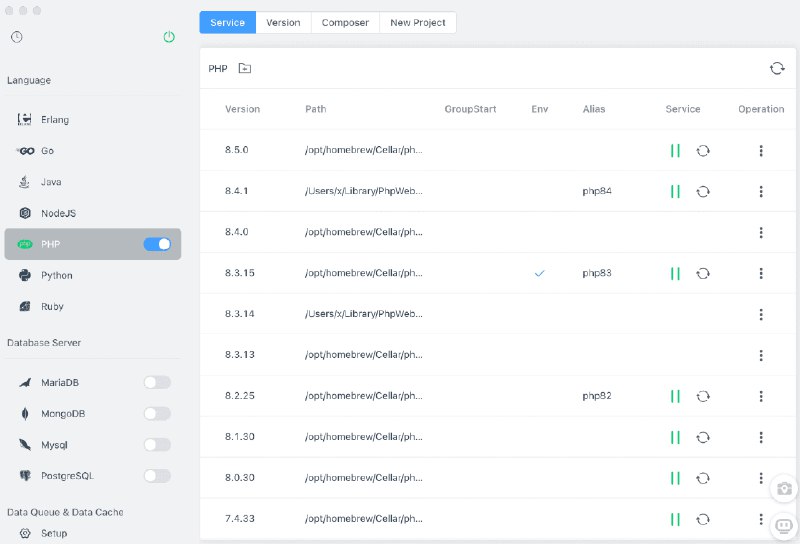 👉 名称：FlyEnv🤖 类型：🤖软件👏 介绍：FlyEnv 是一个集成环境管理工具，支持 macOS、Windows & Linux 系统，提供多语言和技术栈支持，包括 PHP 工具、Web 服务器、数据库、邮件服务器等，简化了开发环境的配置和切换