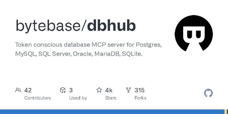 GitHub - bytebase/dbhub: Token conscious database MCP server for Postgres, MySQL, SQL Server, Oracle, MariaDB, SQLite.