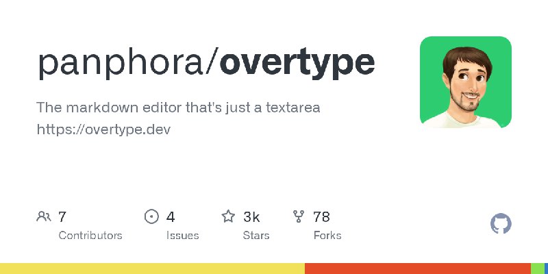 GitHub - panphora/overtype: The markdown editor that's just a textarea https://overtype.dev