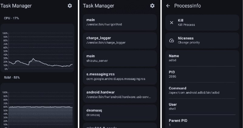 👉 名称：TaskManager🤖 类型：🤖软件👏 介绍：TaskManager 是一个针对 Android 设备的开源任务管理应用程序，它受到了 GNOME 系统监视器的启发，旨在帮助用户详细了解并控制他们的设备资源