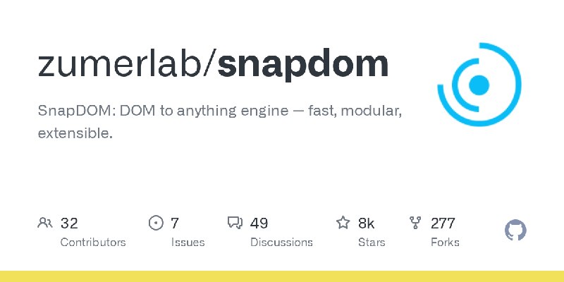 GitHub - zumerlab/snapdom: SnapDOM: DOM to anything engine — fast, modular, extensible.