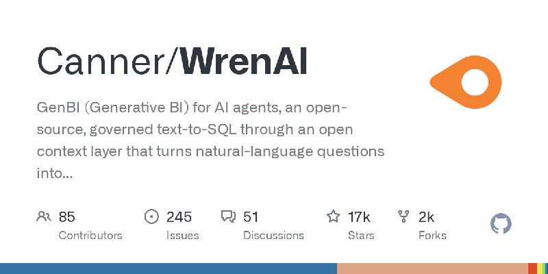 GitHub - Canner/WrenAI: GenBI (Generative BI) for AI agents, an open-source, governed text-to-SQL through an open context layer…