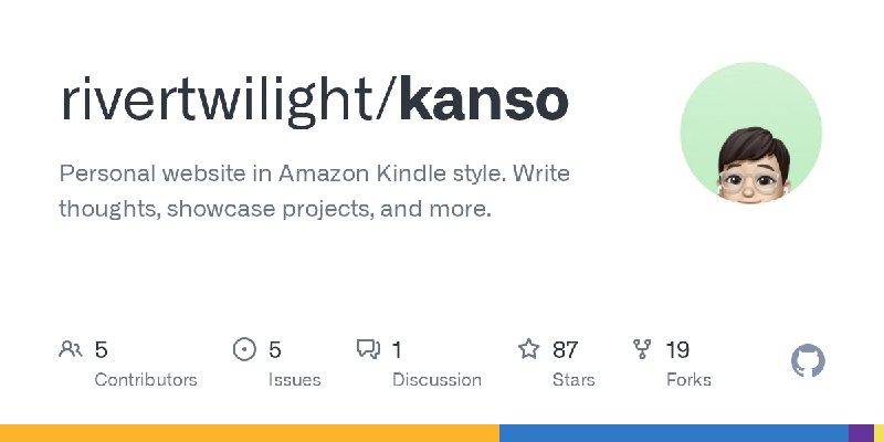 GitHub - rivertwilight/kanso: Personal website in Amazon Kindle style. Write thoughts, showcase projects, and more.