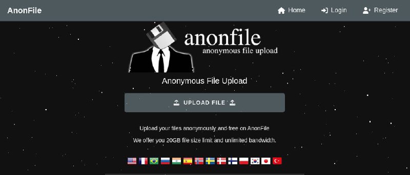 #网站 #传输🗃 AnonFile - 匿名不限速不限大小文件网盘▎网站介绍：一个匿名文件上传服务，允许用户在无需注册的情况下上传文件