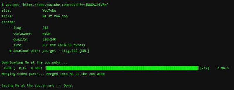 #GitHub #解析📥 You-Get - 开源命令行媒体解析下载工具▎项目介绍：一个基于 Python 3 的命令行工具，旨在提供便捷的方式从网络上下载媒体内容，如视频、音频和图片