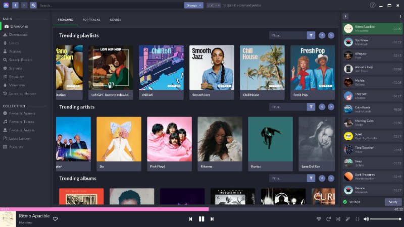 #音乐 #播放器 #开源 Nuclear Music Player 免费音乐流媒体播放器，可搜索和播放 YouTube、Jamendo、Audius 和 SoundCloud上的音乐，搜索专辑、专辑视图、根据艺术家和曲目名称自动查找歌曲，支持无限下载、实时歌词、喜欢曲目、广播模式、抓取到 last.fm、按类型浏览等功能，免费无广告，无需注册