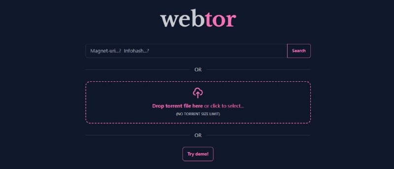 #磁力 #解析 #开源 Webtor 在线种子网页播放器和下载器，只需粘贴磁力链接或打开种子文件，即可通过浏览器安全匿名地开始下载或观看种子内容，无需客户端和注册，立即使用！