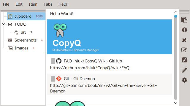#软件 #工具 #开源🖥 CopyQ - 跨平台高级剪贴板管理器▎软件平台：#Windows #macOS #Linux▎软件介绍：一款剪贴板管理工具，它能自动记录复制的文本、图片、HTML 和其他格式数据，提供历史记录管理，轻松查找剪贴内容