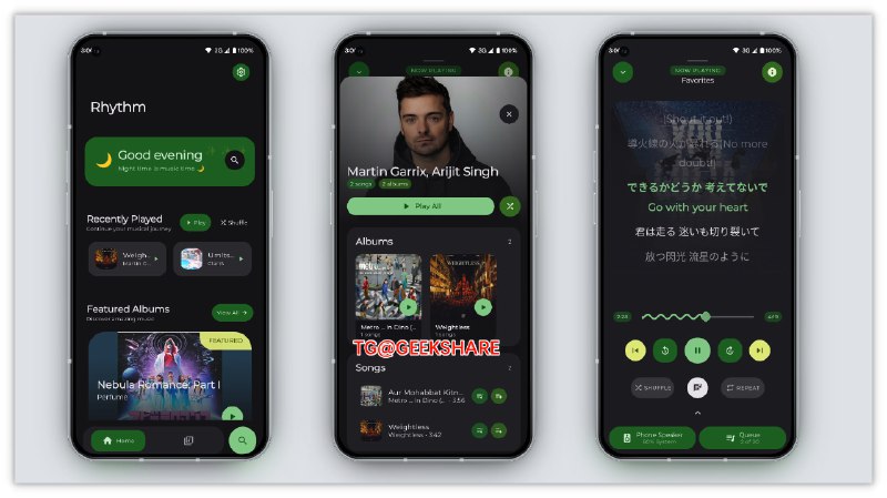 #开源 #安卓 #音乐🎵 Rhythm 播放器 - 一款专业的安卓本地音乐播放器⬇️ 下载页面Rhythm 采用 Material 3 设计，使用 Media3 ExoPlayer 音乐引擎，支持 FLAC、ALAC、MP3、AAC 等数十种音乐格式📮投稿    📢频道    💬群聊    🔎索引