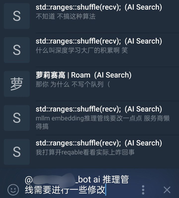 # telegram-database那次坏硬盘 tgdb 的代码也丢了，于是拿摩登cpp重写了一下（什么 你问我为什么不用rust？🇨🇳 本项目不向任何反华，赌博，诈骗群组提供支持！## 简介telegram-database（以下简称 tgdb）是一个第三方 Telegram 群组消息搜索机器人