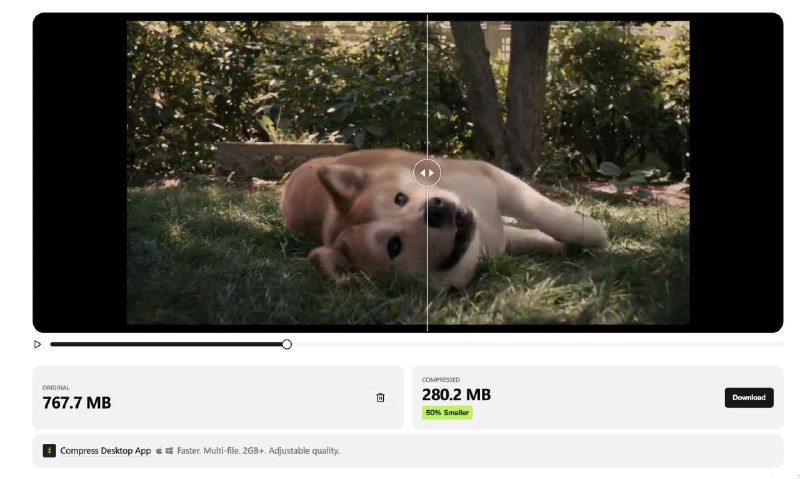 Video Compressor 一款本地无损视频压缩工具效果还可以，不过谈不上无损，适合小视频压缩